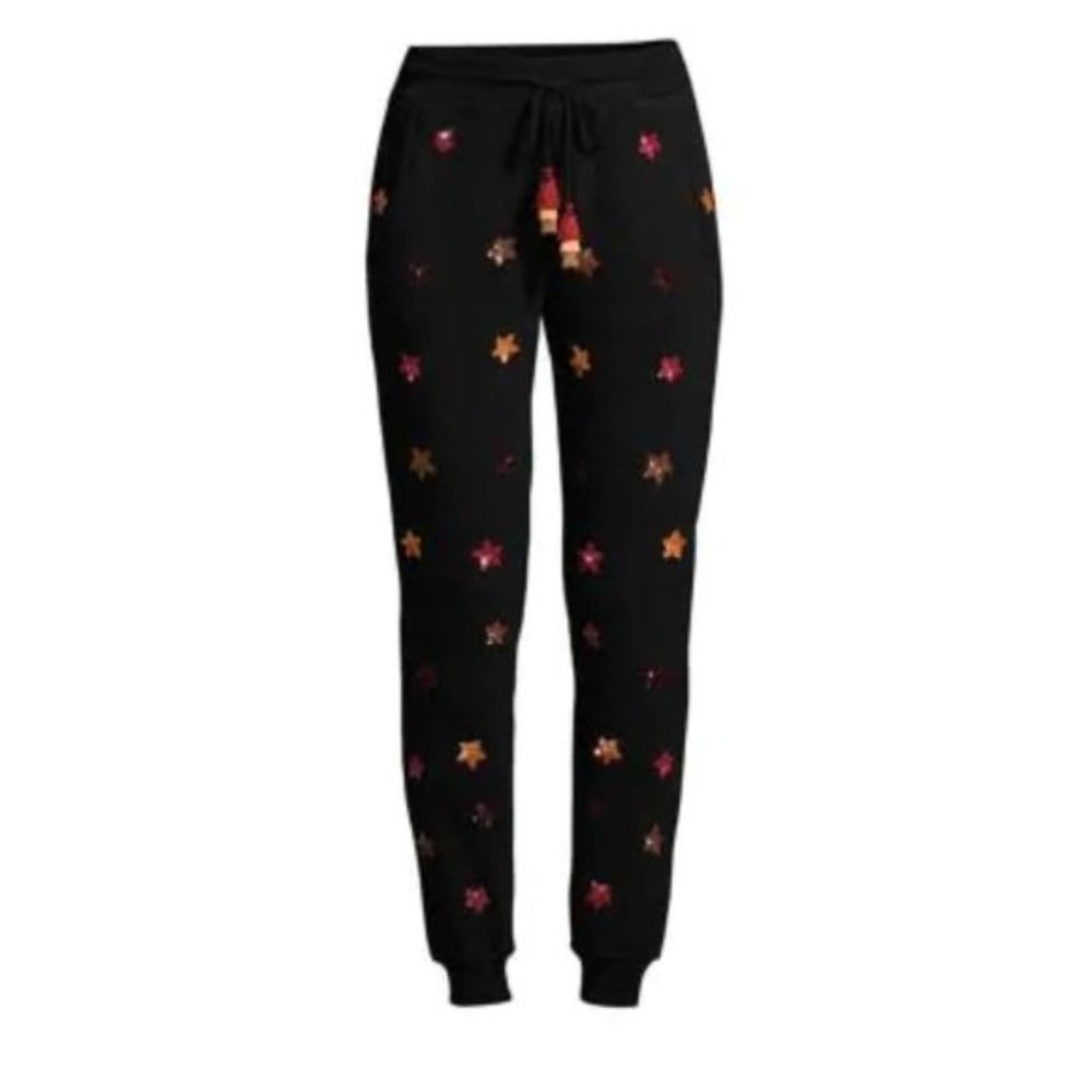 NWT Rococo Sand black sequin star tassel jogger trackpants